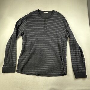 Marine Layer Shirt Mens XL Gray Striped Long Sleeve Henley Stretch Organic